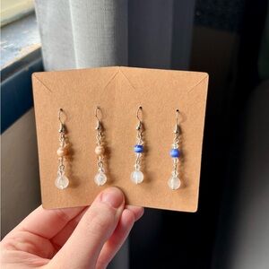 Handcrafted moonstone earrings.